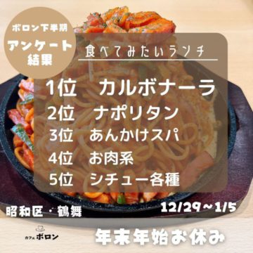 ボロンアンケート結果「食べてみたいランチ」編